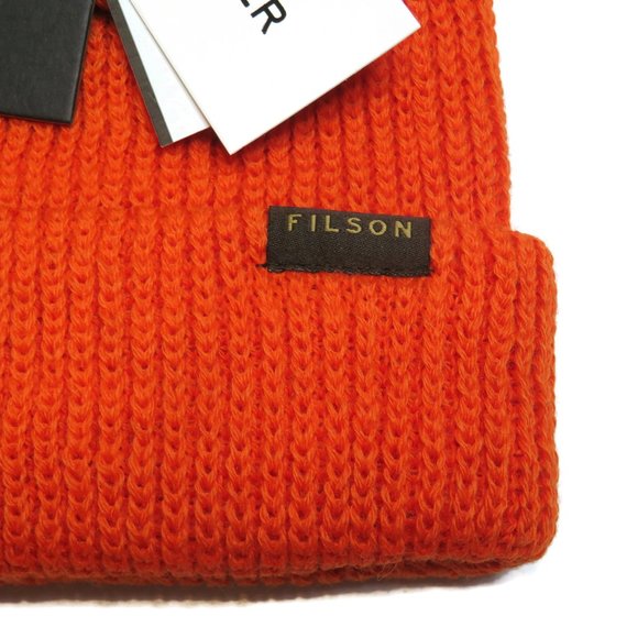 Filson Virgin Wool Watch Cap Beanie Knit Orange Cuff 11030235 New 1st Quality - Picture 2 of 4